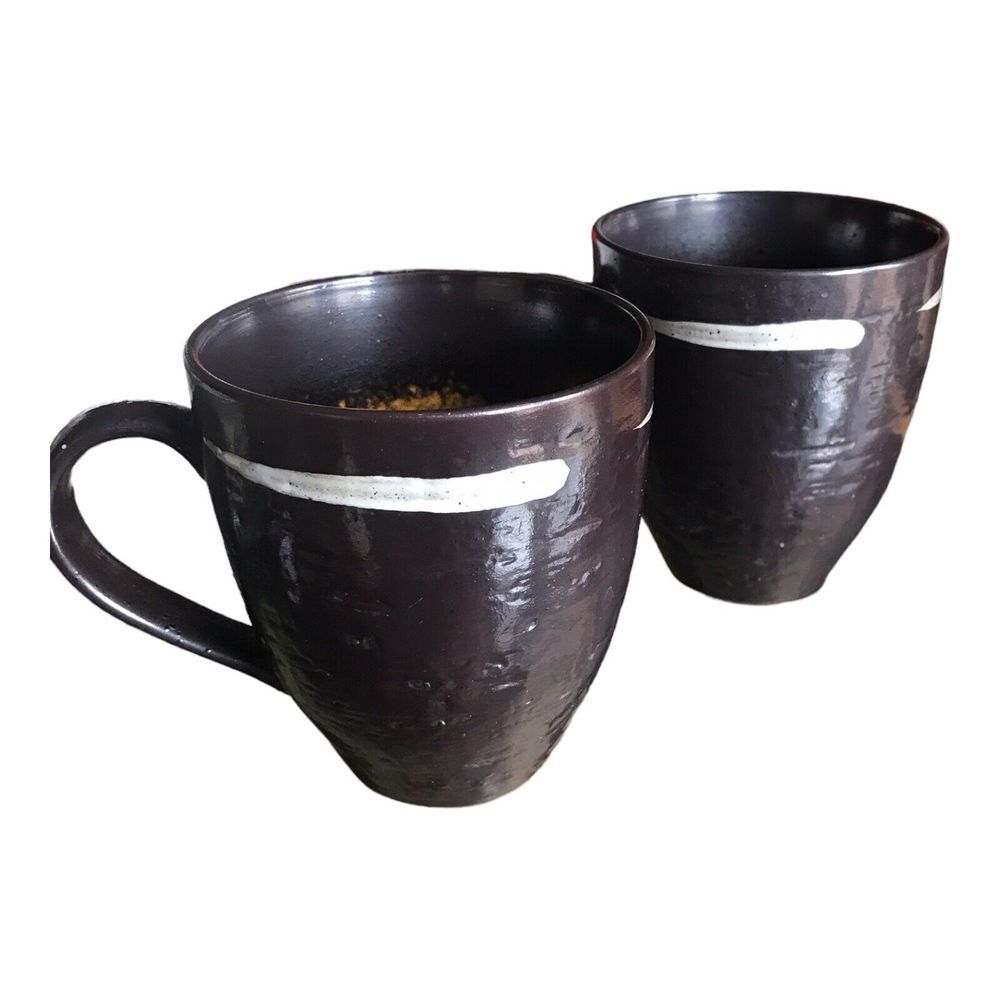 Joseph Abboud Solaris #5022601 Stoneware Coffee MUG 15 oz Set of 2 Dark Brown - Picture 2 of 7